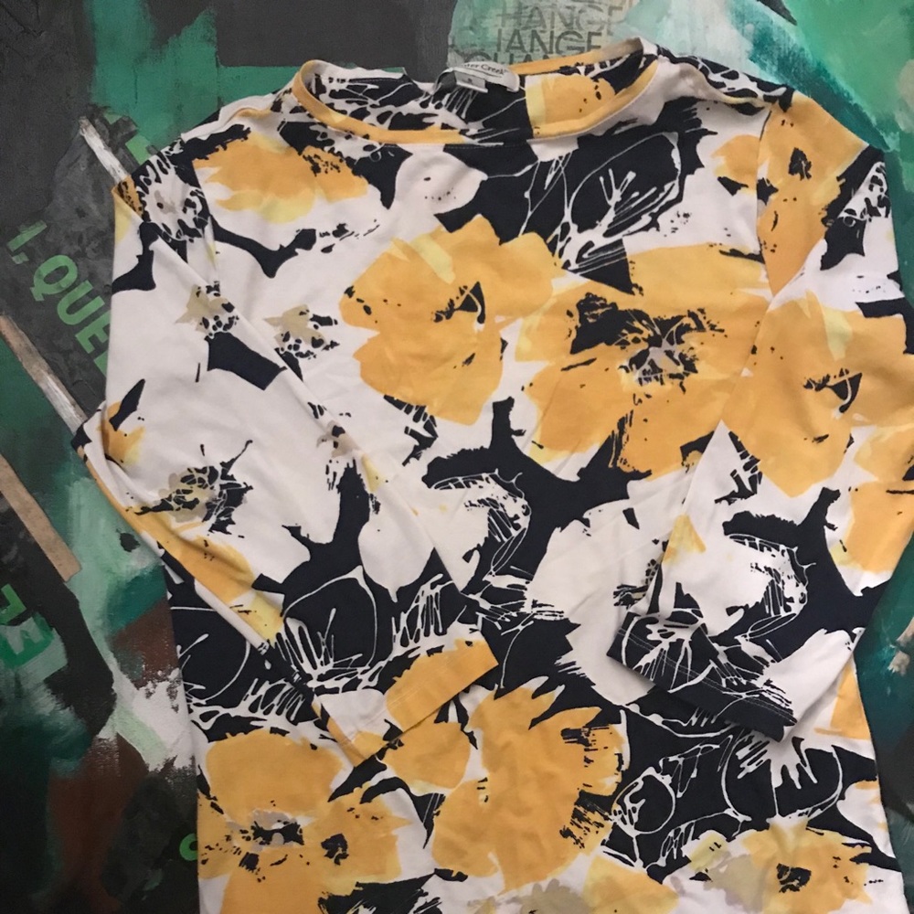 Coldwater Creek Yellow and Blue Long Sleev…